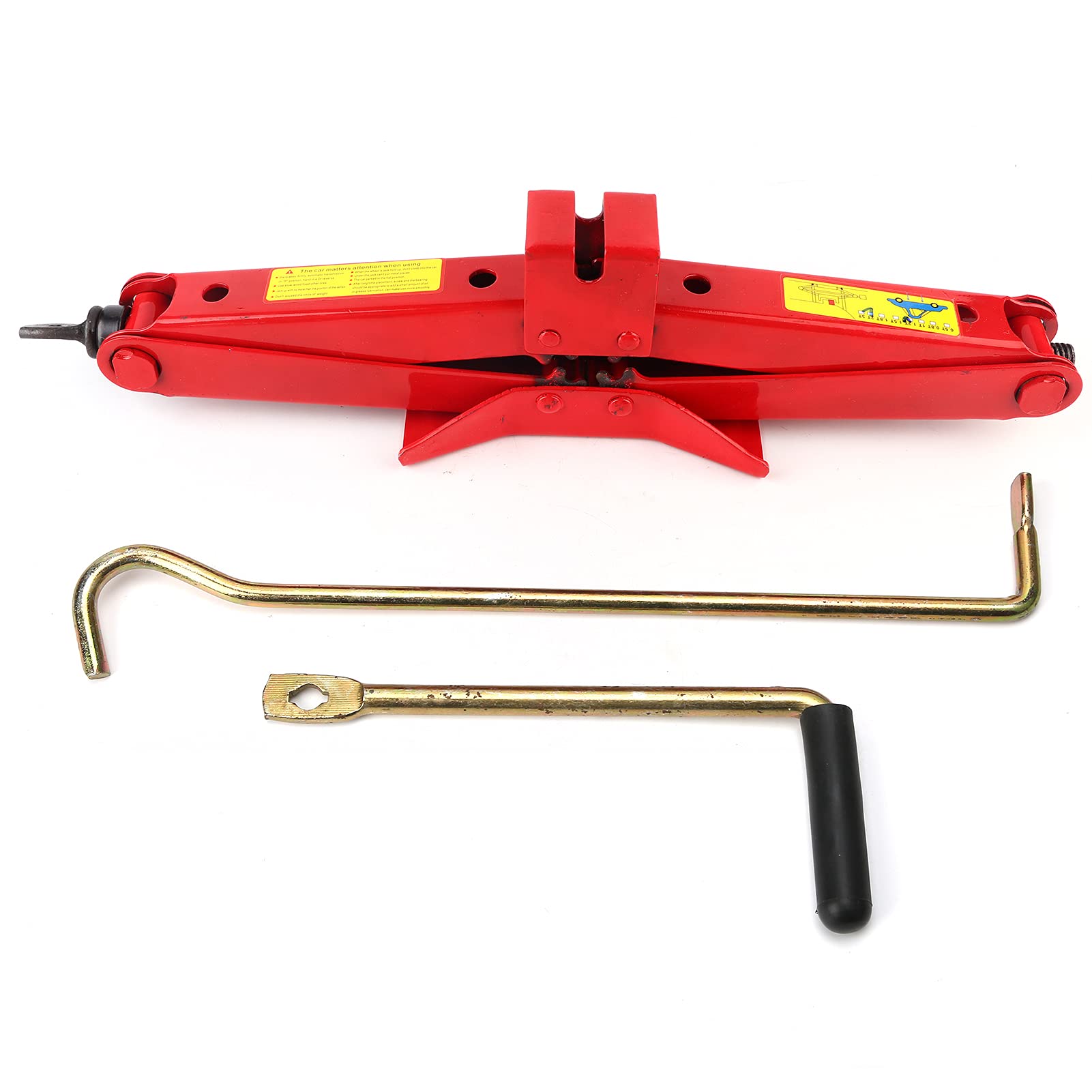 Jack de Tijera, Base Extra Ancha, Fácil de Neumáticos, Material de Hierro Rojo, para Maletero de Coche Al Aire Libre (2T)