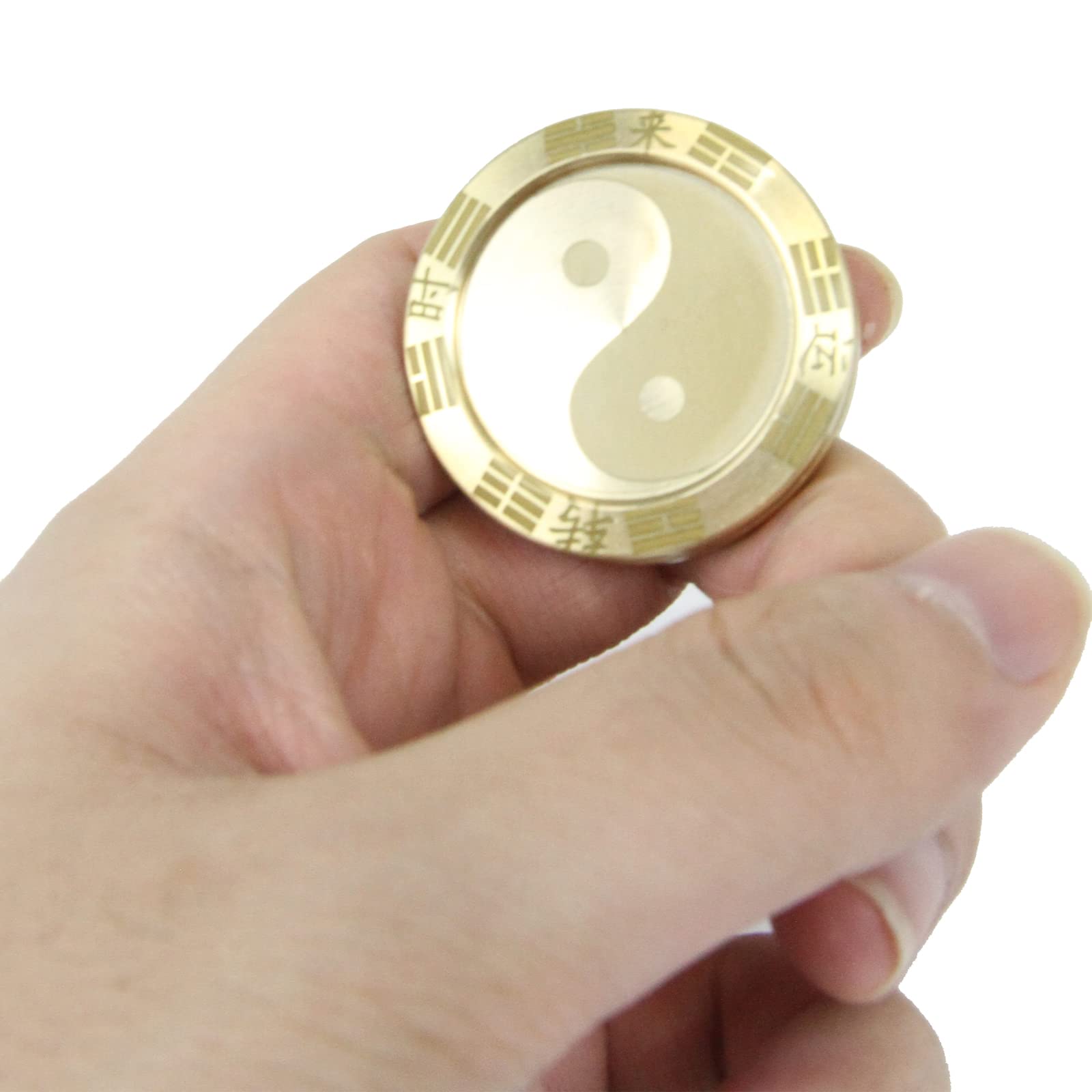 PUTOYZZLE Metal Fidget Slider Lucky Tai Chi Coin,Haptic Coin EDC Toy for Adults Metal Fidget Toys,Lucky Collector Luck Turns in One’s Favour