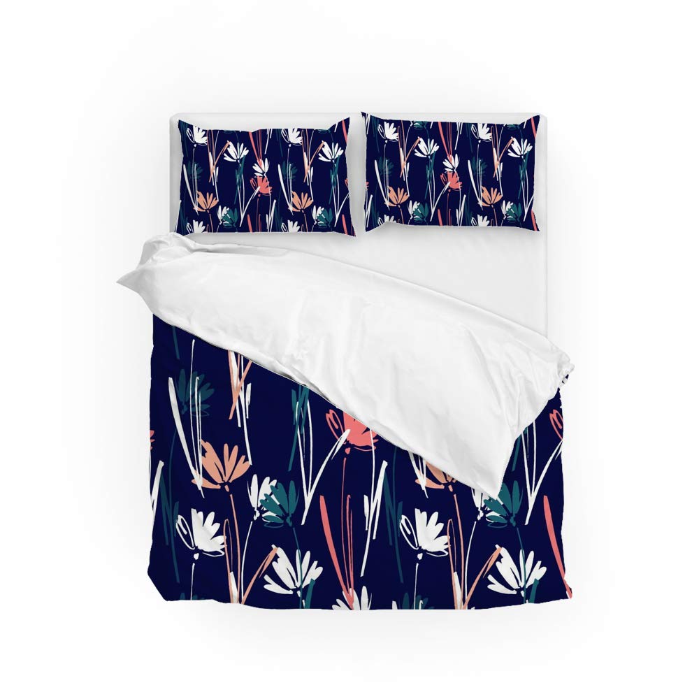 Housse de couette fleurs sauvages Haoxiang lit Long Twin 3 pcs douce