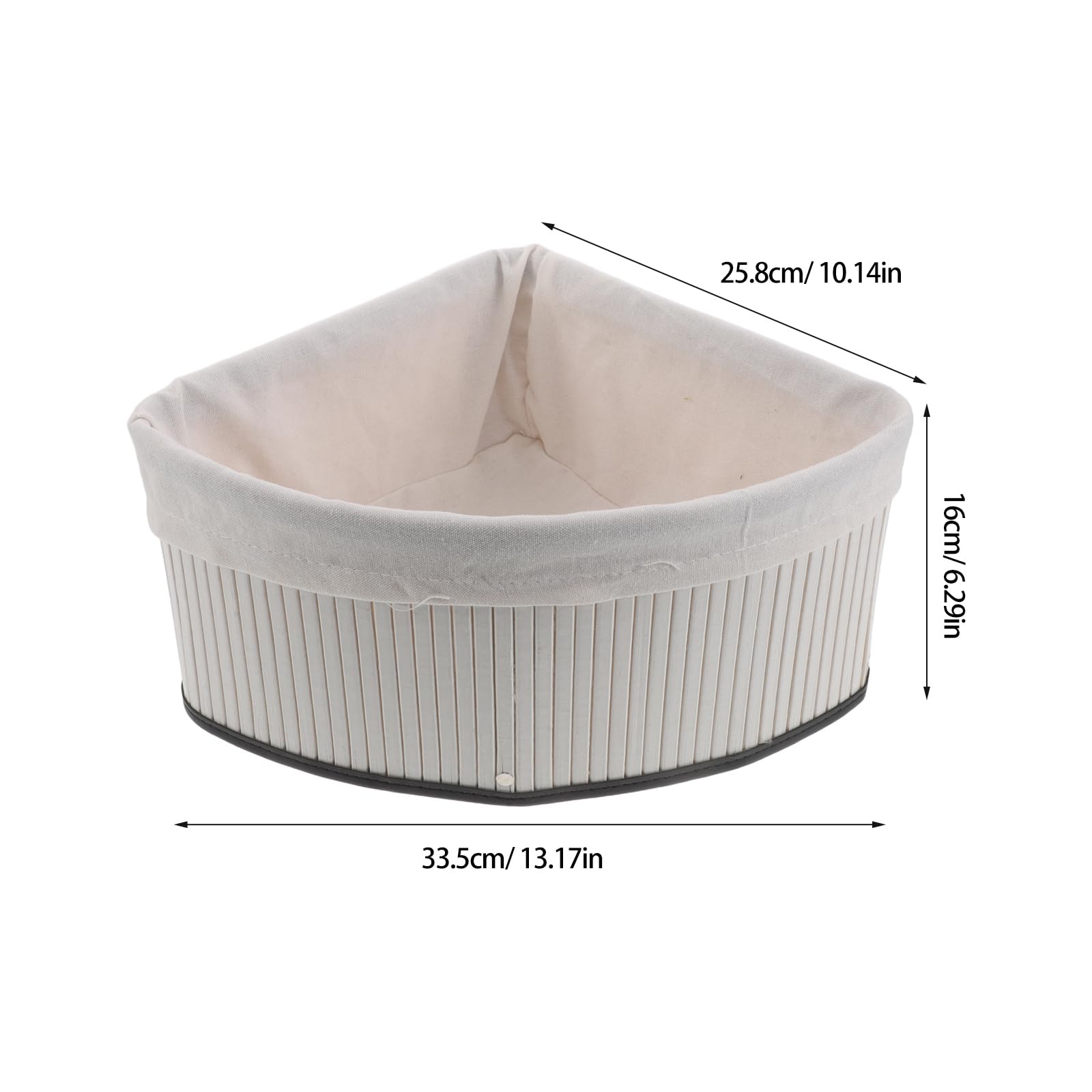 SUPVOX Cestino Angolare Intrecciato in Bambù con Fodera Lavabile, Organizer per Mensole da Cucina e Bagno, Contenitore Portaoggetti Robusto per Spazi Compatti e Scaffali