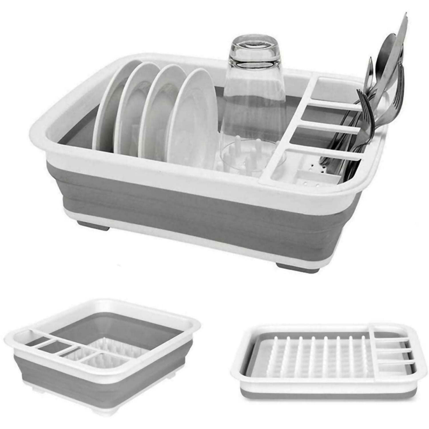 Kabalo White Large Collapsible Dish Drainer Folding Draining Rack Plates Cutlery Board
