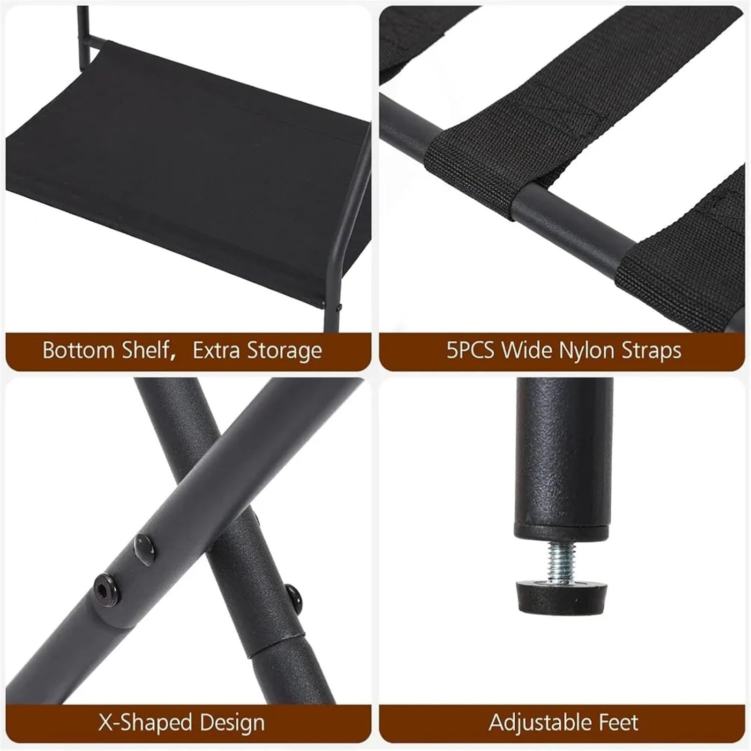 Luggage Rack 2pcs Luggage Rack, Foldable Suitcase Stands for Guest Room, Metal Luggage Holder with Storage Shelf for Bedroom, Hotel for Home,Travel(Dark Grey)