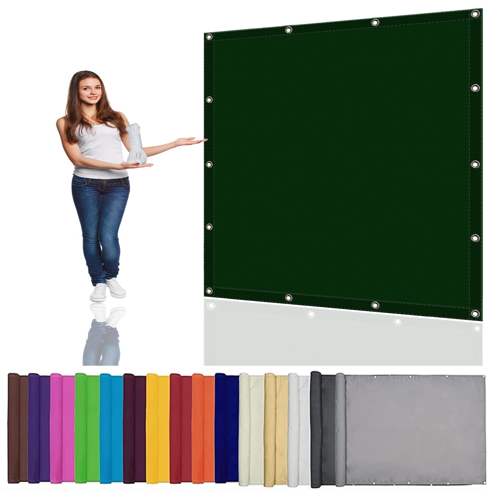 Toile ombrage imperméable 2.4 x 3.4 m anti UV contre le vent vert