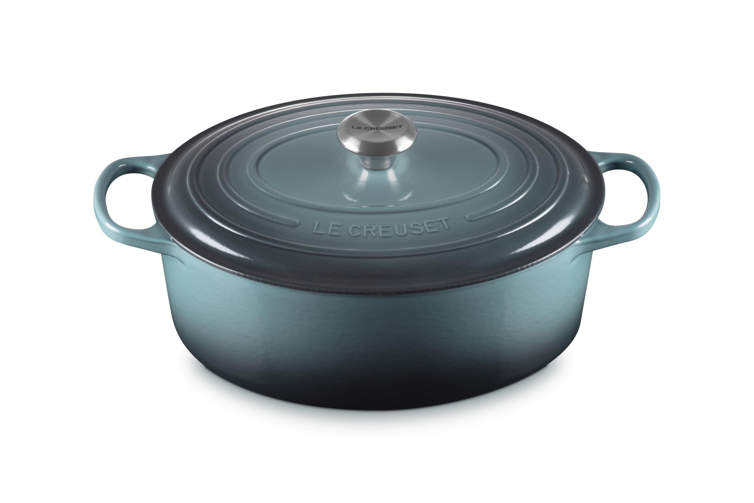 Le Creuset Signature Gusseisen-Bräter mit Deckel, Ø 31 cm, Oval, Für alle Herdarten und Induktion geeignet, Volumen: 6,3 l, 5,705 kg, Ocean, 21178313602430