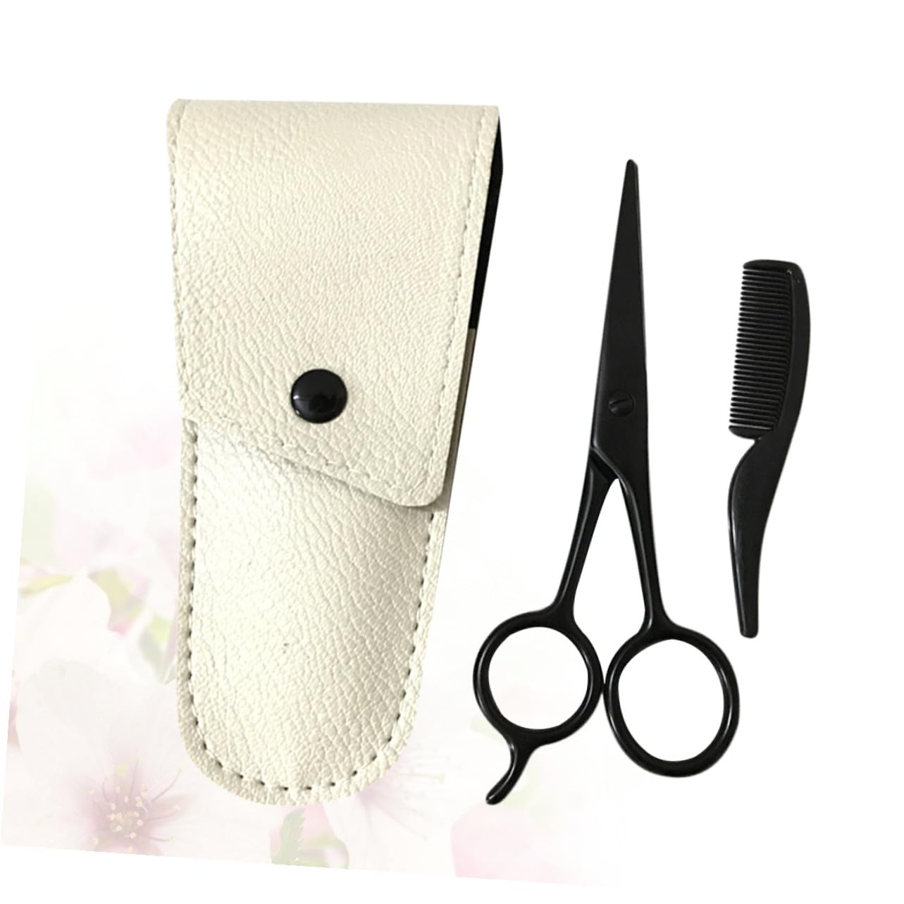 Juego de 3 Tijeras para Bigote y Vello Facial de Acero Inoxidable Negro Peine Pequeño Antióxido para Cuidado Profesional en Barberías y Uso Doméstico