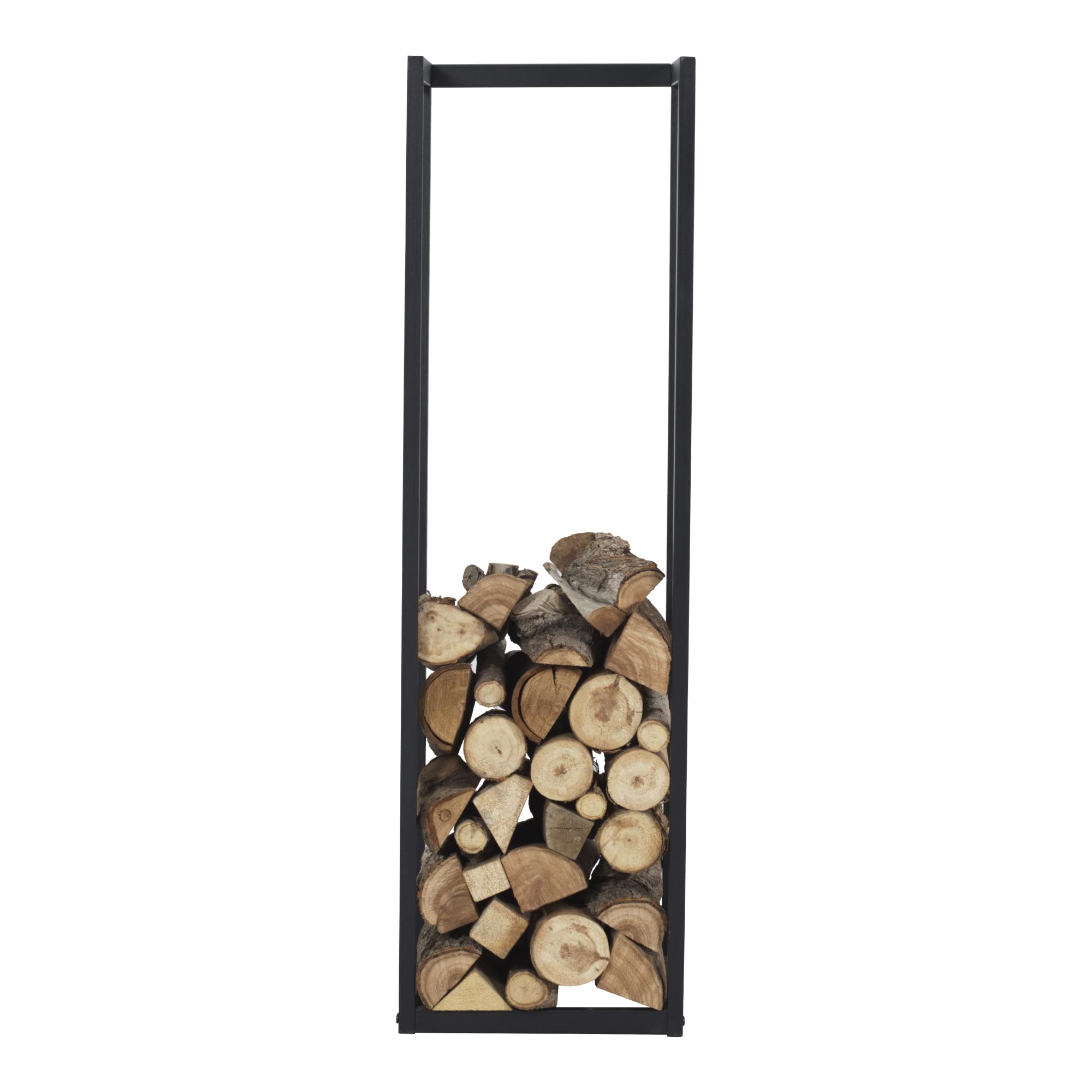 [en.casa] Soporte para Leña Estantería para Madera Leñero para Barbacoa Fogata Chimenea Exterior/Interior Organizador Acero 35 x 35 x 120 cm Negro