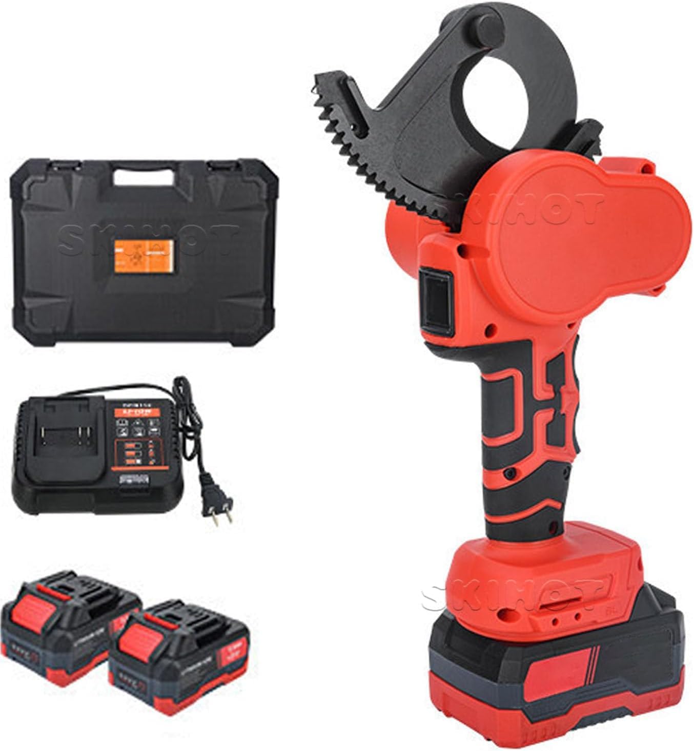 LMRXOFE 21v Battery-powered Ratcheting Cable Cutter - Cuts 1000 Cual, Reinforced Blades, Portable Electric Wire Cutter For Acsr, Rebar, Armoured Cable Contractors EC95M