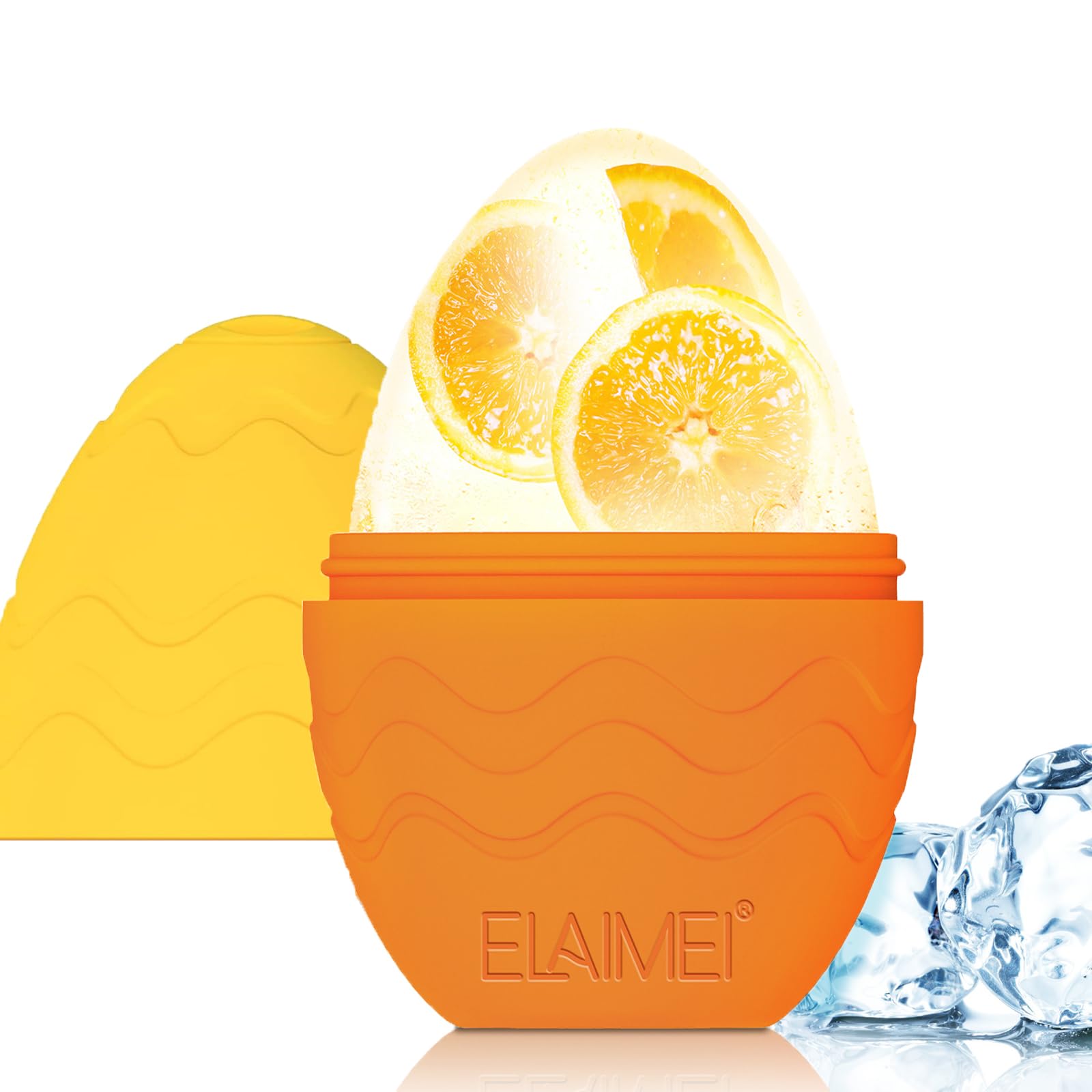 Joyeee Ice Roller, rodillo de hielo facial, Ojo Masaje Belleza facial Cuidado de la piel Reduce los poros, antiarrugas, reduce la hinchazón, mejora la elasticidad de la piel, forma de huevo, naranja