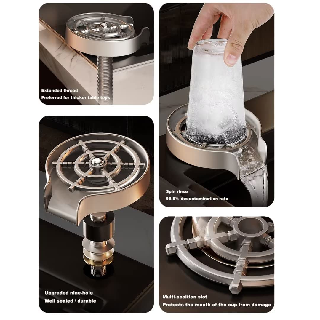Lavabottiglie per rubinetti da Cucina, Accessori per lavastoviglie in Acciaio Inox, sciacquabicchieri per Bar, sciacquabicchieri per lavelli, lavabicchieri per lavelli da Cucina (Grigio Stella)