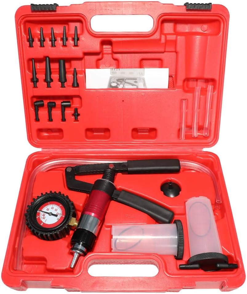 DPTOOL Brake Bleeder Kit with Hand Held Vacuum Pump Tester, Adapters and 2 Reservoir Bottles for Auto Car Truck Motorcycle Brake System Bleeding Tools