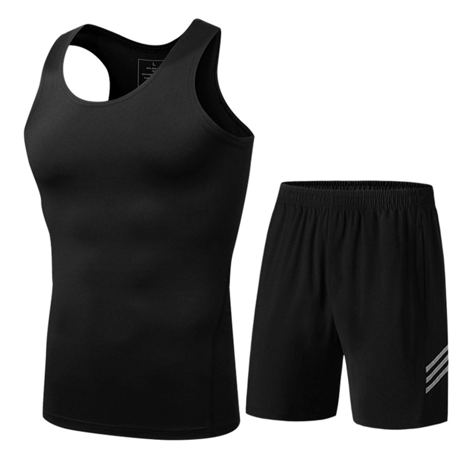 Fitness Clothes Men's Gym Training Loose Sleeveless Quick-drying T-shirt Running Sports Vest Basketball Football Training Suit (Color : Black, Size : XL)