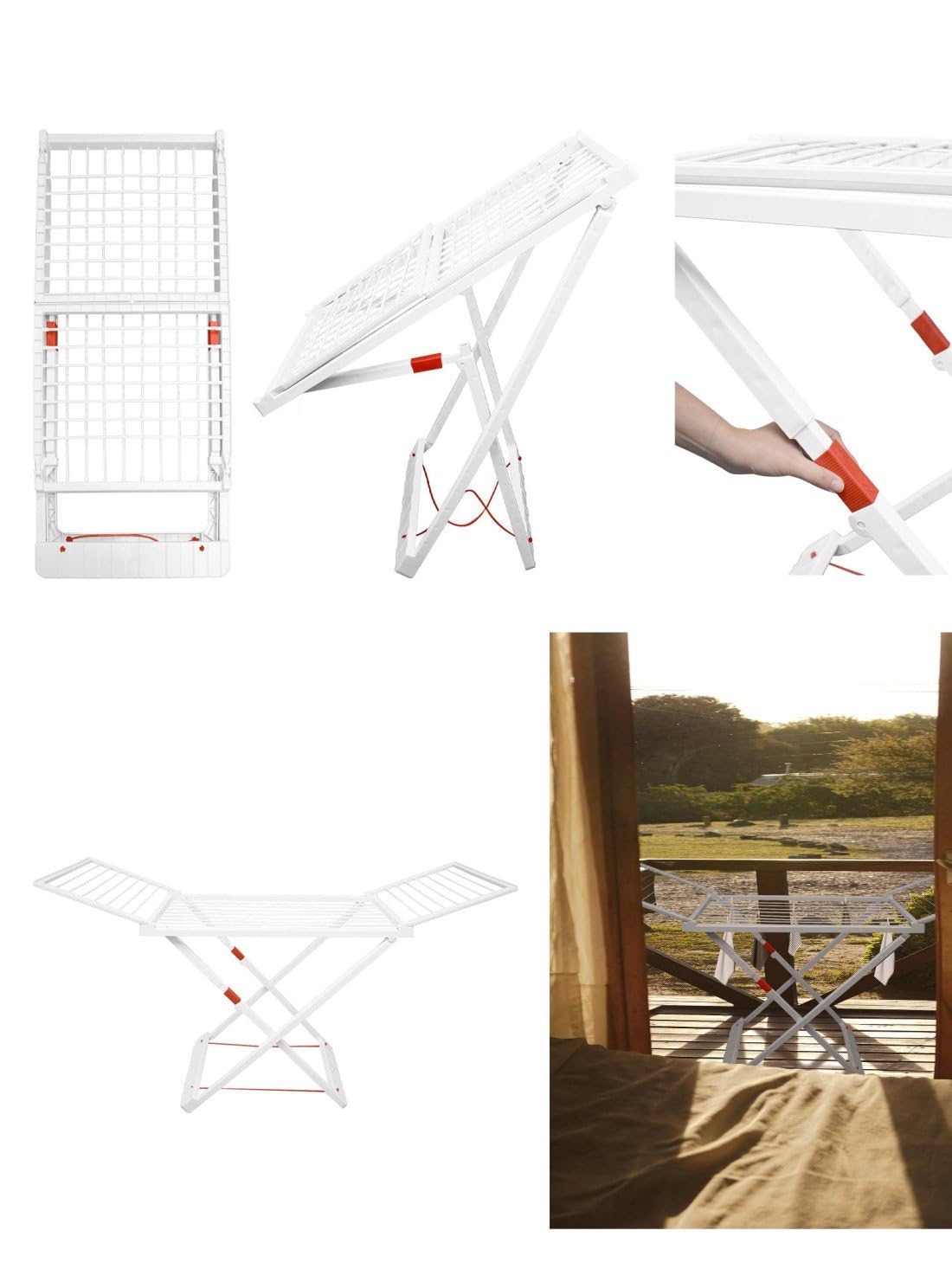 Jardin202 - Tendedero Plegable de Resina Incluye 20 Pinzas – Tendal Abatible Balcón para Interior y Exterior | Plegable (Blanco)
