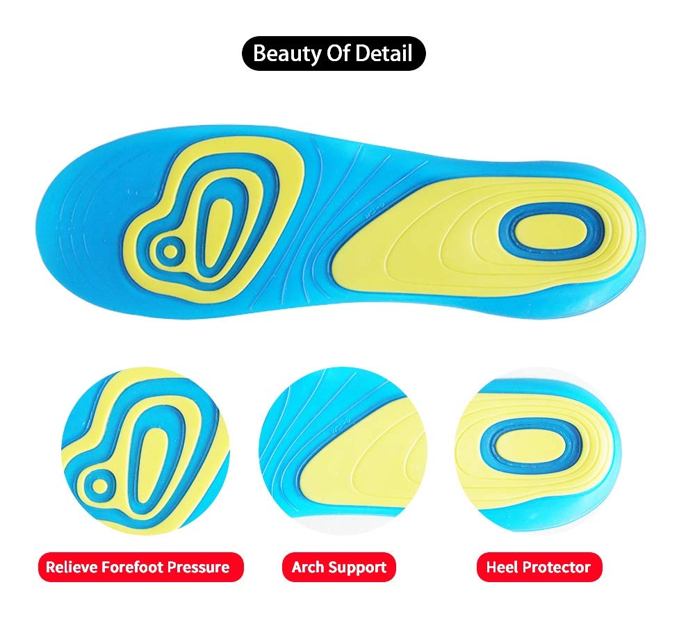 Silicone Gel Orthotic Insoles for Shoes Unisex Shock Absorption Shoe Inserts Pad Care for Heel Foot Plantar Fasciitis (Size : 275mm) (275mm)