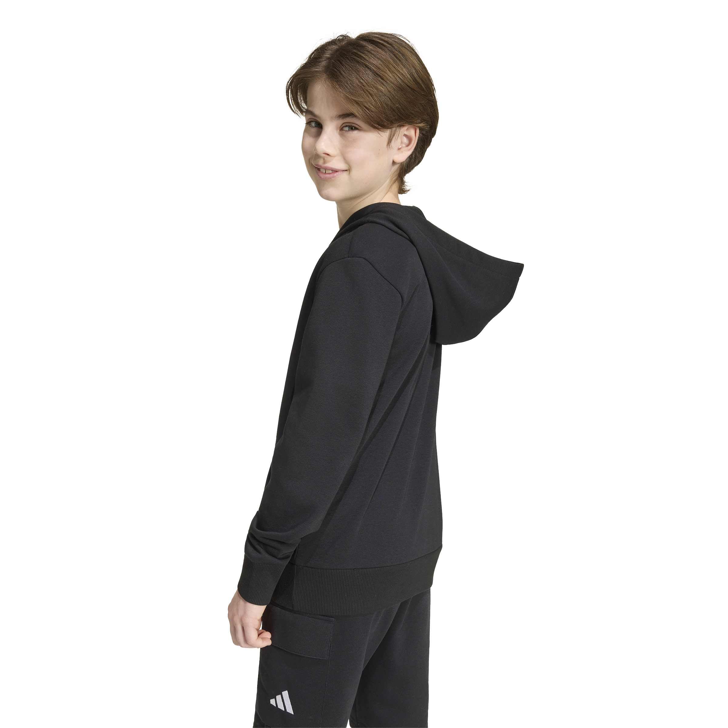 adidas Uniseks - dzieci Essentials Big Logo Hoodie Sweatshirt, black/white/pure ruby/Solar Turbo, 9-10 Years