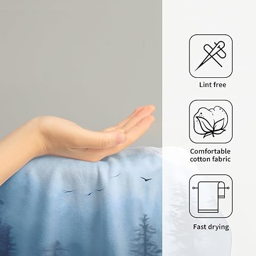 Miniatura 4 de Blue Misty Forest - Juego de 2 toallas de mano de montaña natural suave para cara de invitados, toalla de cocina, toallas de cocina, spa, hogar,