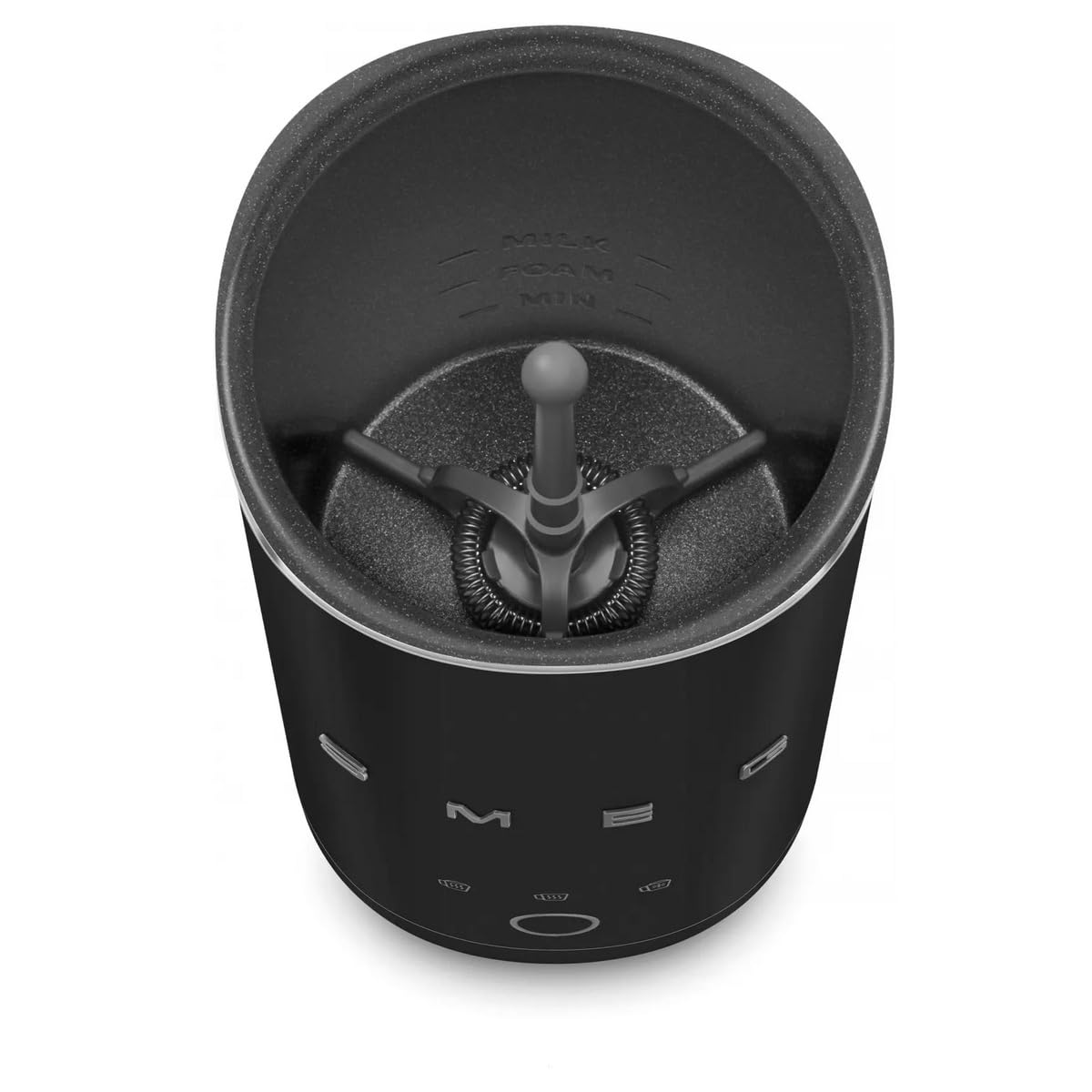 Smeg MFF02BLMEU Mousseur à lait noir mat – Rétro années 50, compact, 3 fonctions pour mousse chaud/froide et chaleur du lait