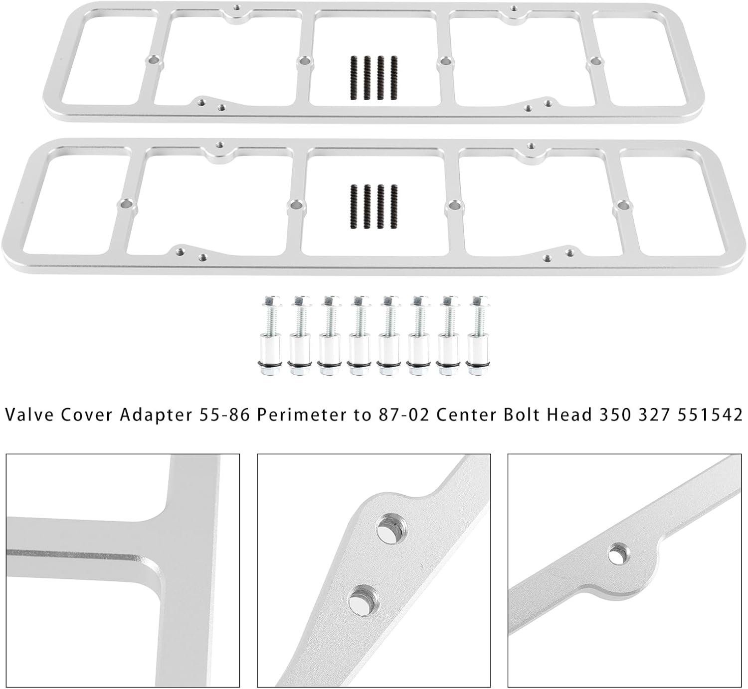 Areyourshop Valve Cover Adapter 55-86 Perimeter to 87-02 Center Bolt Head 350 327 551542 for 1955-86 Perimeter Bolt Valve Vovers Onto 1987 and Newer SBC Engines