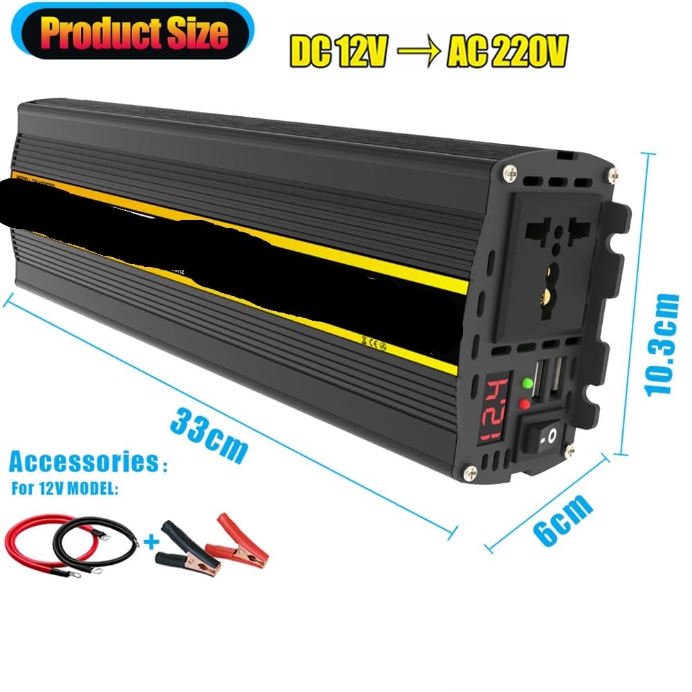 Falownik, 3000/4000/6000/8000 W Inteligentny falownik mocy Podwójny USB Pojazd Inteligentny falownik Czysta fala sinusoidalna DC do AC do samochodu Auto RV(4000w)