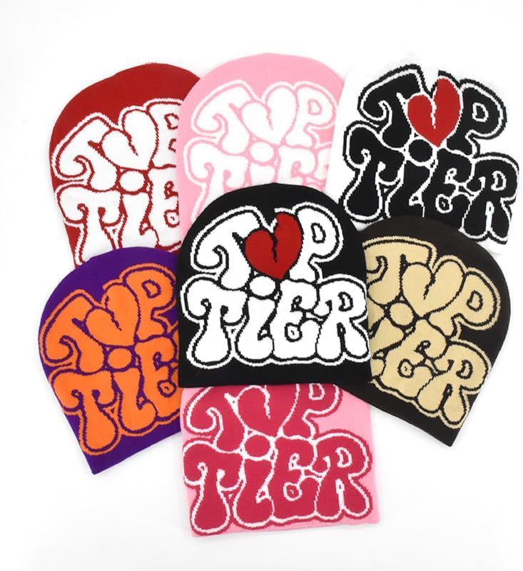 CORIRESHA Men Women Letter Graphic Y2k Beanie Knitted Hats Warm Winter Outdoor Caps - Image 5