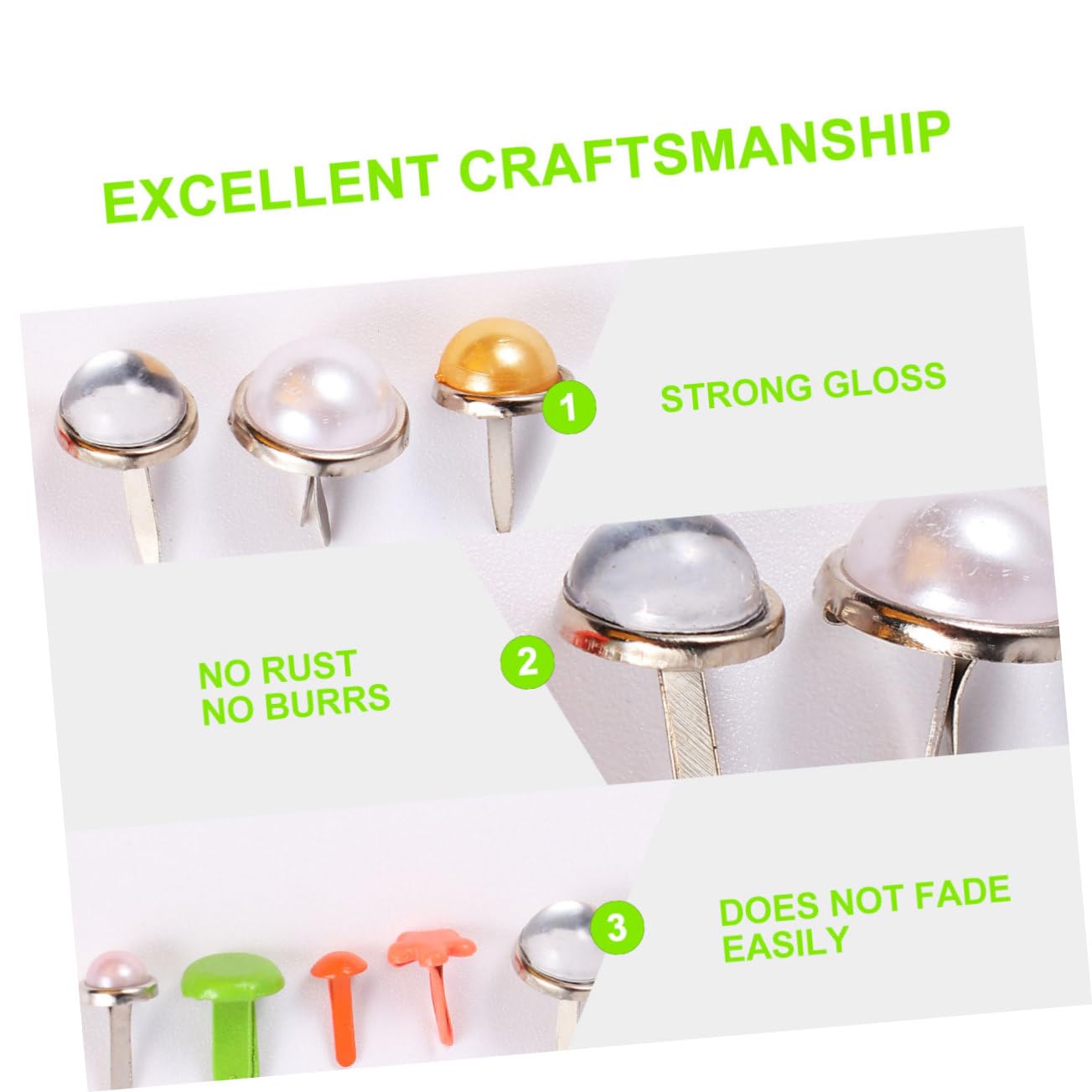 Housoutil 6-12mm Mini Brads DIY Craft Press Nails Matte Mushroom Nails Material for Boys and Girls