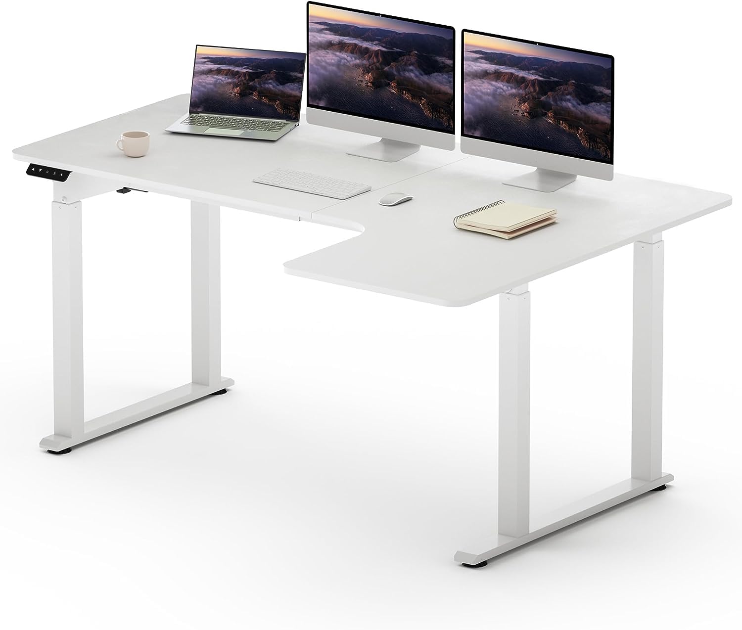 SANODESK QS2 L Shaped +160 * 110cm Dual Motors Standing Desk Height