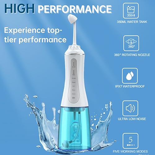 Miniatura 6 de Sistema de riego nasal para enjuague nasal, olla Neti inalámbrica recargable de 11.8 fl oz con 5 modos y 3 puntas, kit de enjuague sinusal