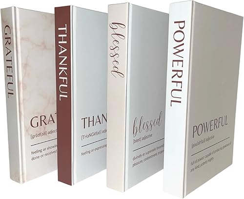 Juego de 4 libros motivacionales, libros decorativos para decoración del hogar, libros de mesa auxiliar, modernos libros de tapa dura, libro con