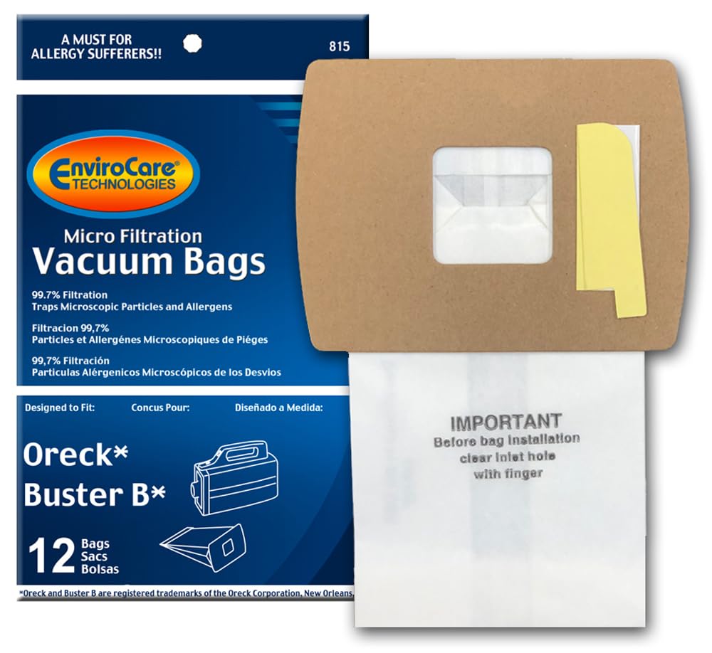 EnviroCare Replacement Vacuum Bags Made to Fit Oreck Super-Deluxe Compact and Buster B Canister Vacuums 12 pack