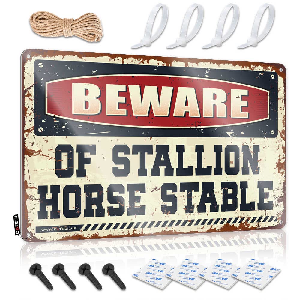Cave Man Bar Beware Of Stallion Horse Stable Sign Bar Man Cave Decor Man Cave Decor And Accessories(20X30CM)