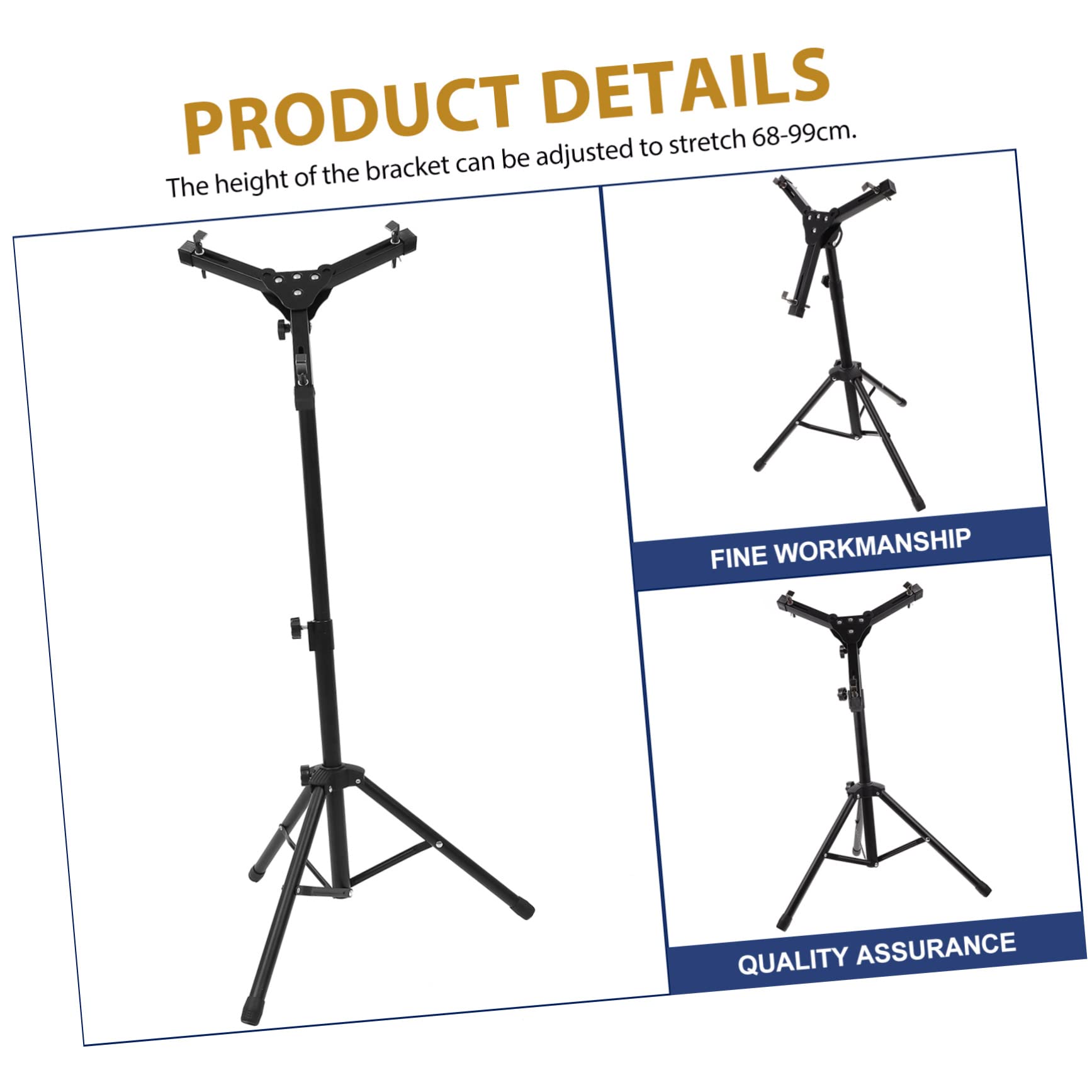 Mikinona Juego de Rack de Batería Plegable de Aleación Negra Soporte Ajustable y Tecnología de Remaches para Práctica Profesional en Interiores