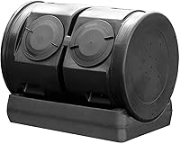 Good Ideas Compost Wizard Dual Tumbler Composter - 50 Gallon Outdoor Garden Bin with Tea Collector, Black