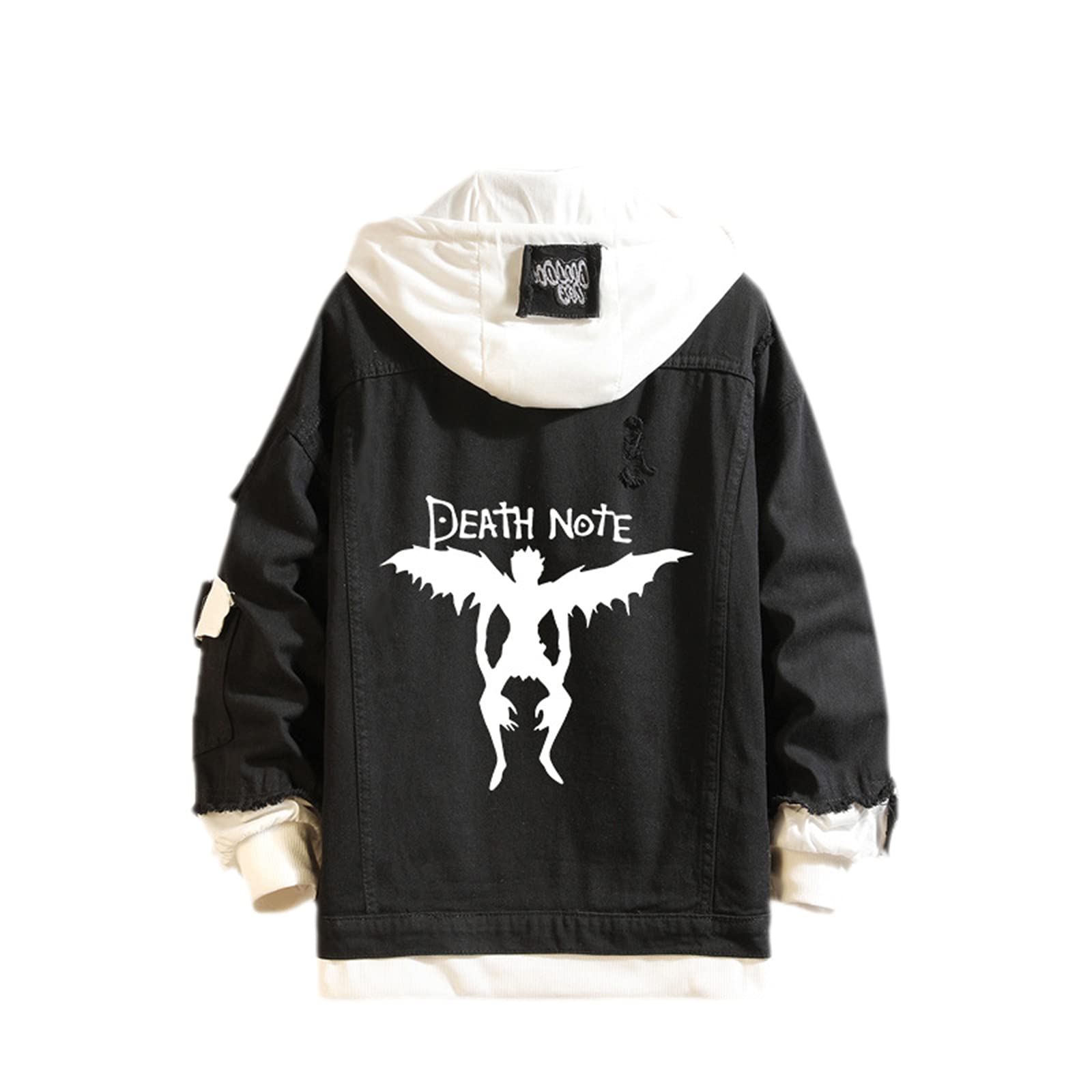 Famesale Men's E Famesal Unisex Death Not Hoodi Jacket Cosplay L·lawliet Yagami Light Denim Jacket Anim Casual Sweatshirt Costum