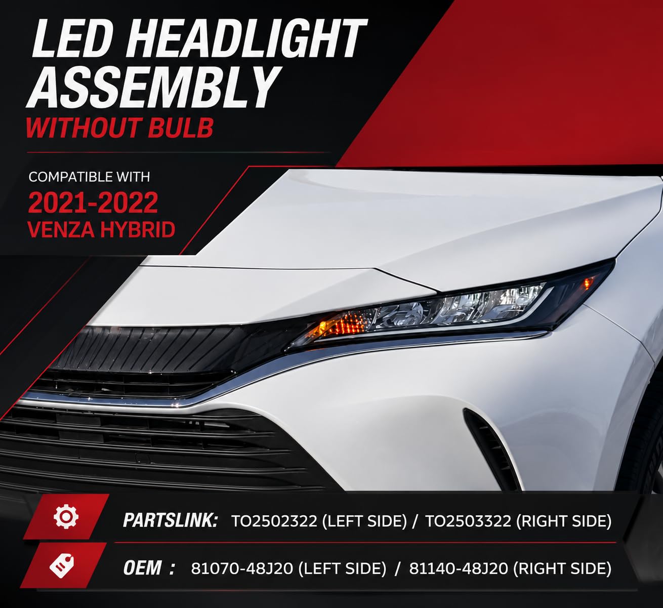 Amazon.com: Replacement For Toyota Venza Hybrid 2021 2022 LED