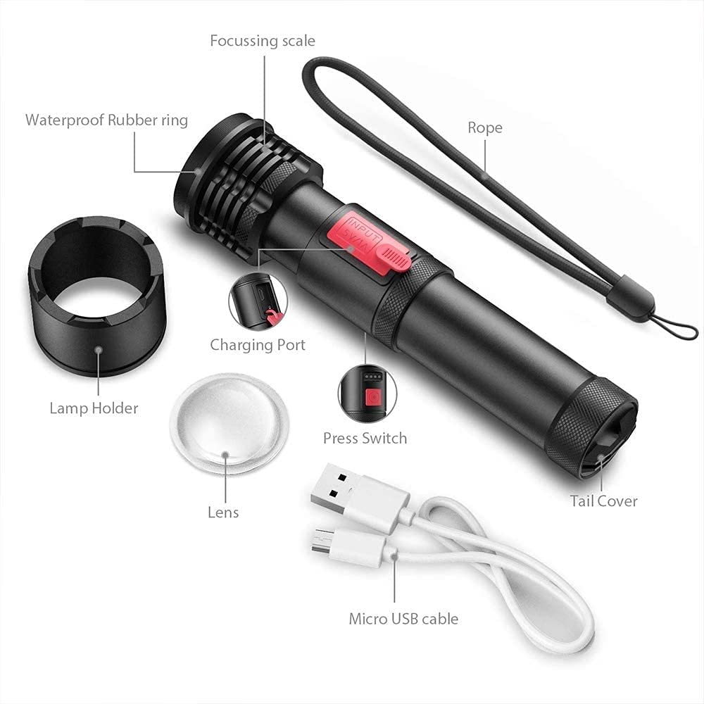Lampe De Poche Le Plus Puissant 120000 Lumens Lampe Torche Led Usb Zoom