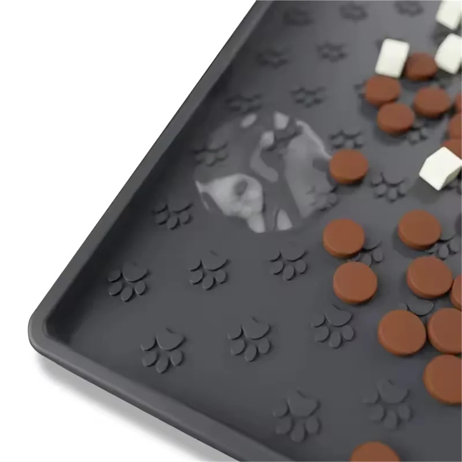 Futtermatten für Haustiere Silikonmaterial, Hundetrinkwasser und Fressmatte, Katze, Haustier, verschleißfest, langlebig, leicht zu reinigen wasserdichte(Grey-2pcs,48cmX30.0cm)