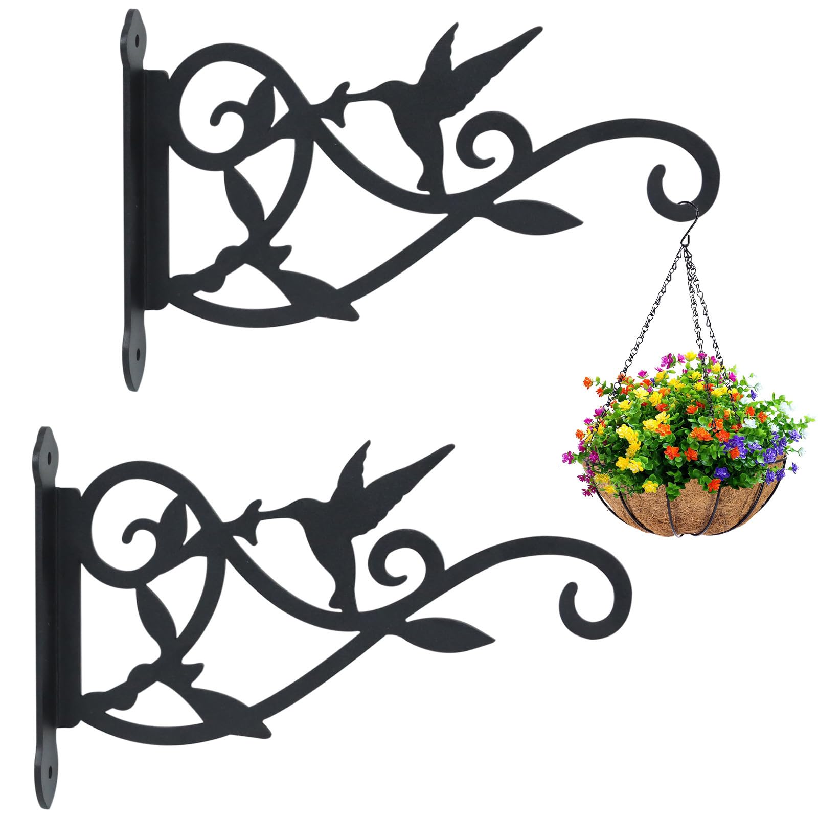 DSLKGWE Scrollwork Plant Hook Craft of Sturdy Metal for Balcony and Entryway Decoration Wrought Iron Flower Basket Hanger