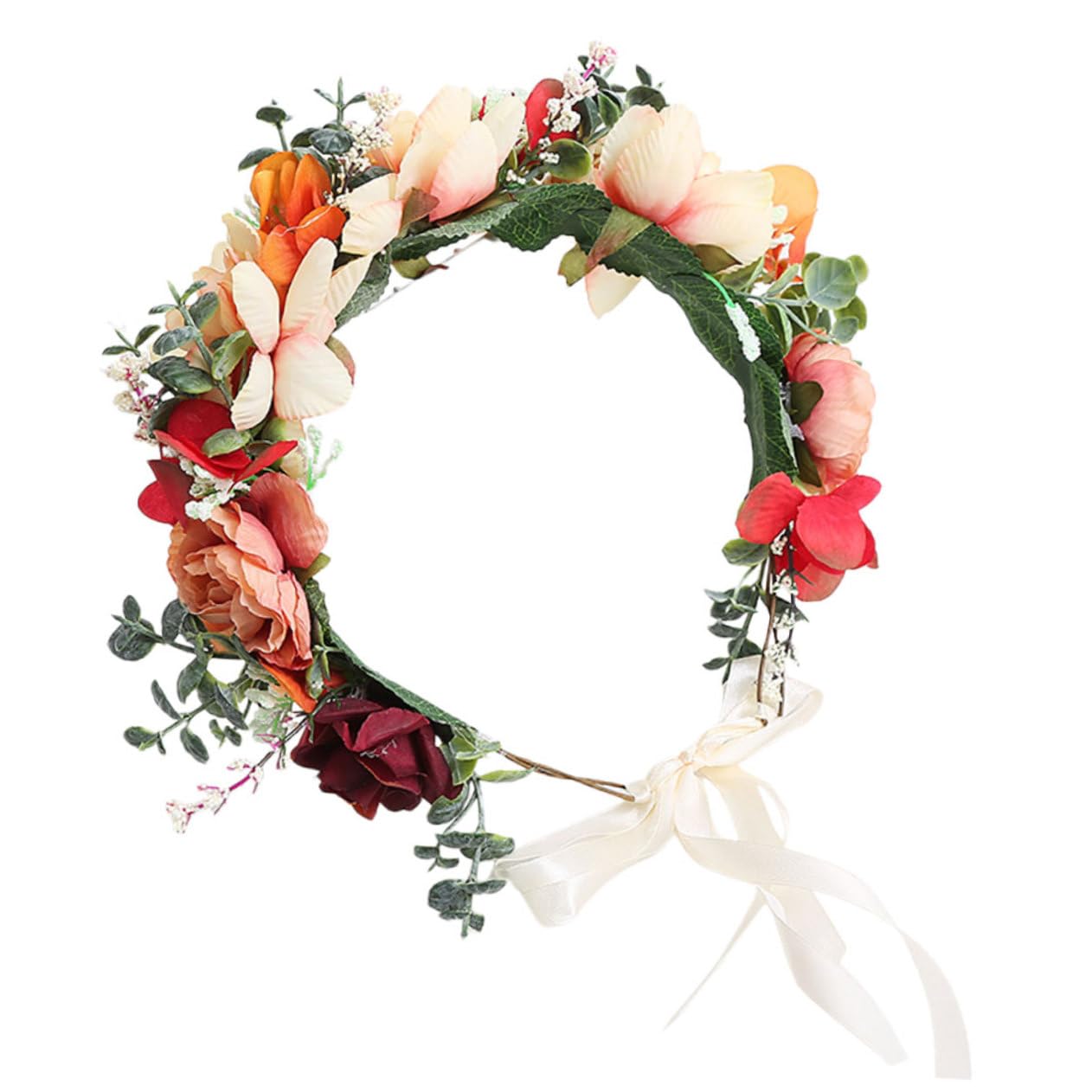 Healeved Renaissance Kopfbedeckung 3st Kranz - Stirnbänder Mit Blumengirlanden Grüne Böhmisches Haargummis Für Turban-stirnband Stoffblumen