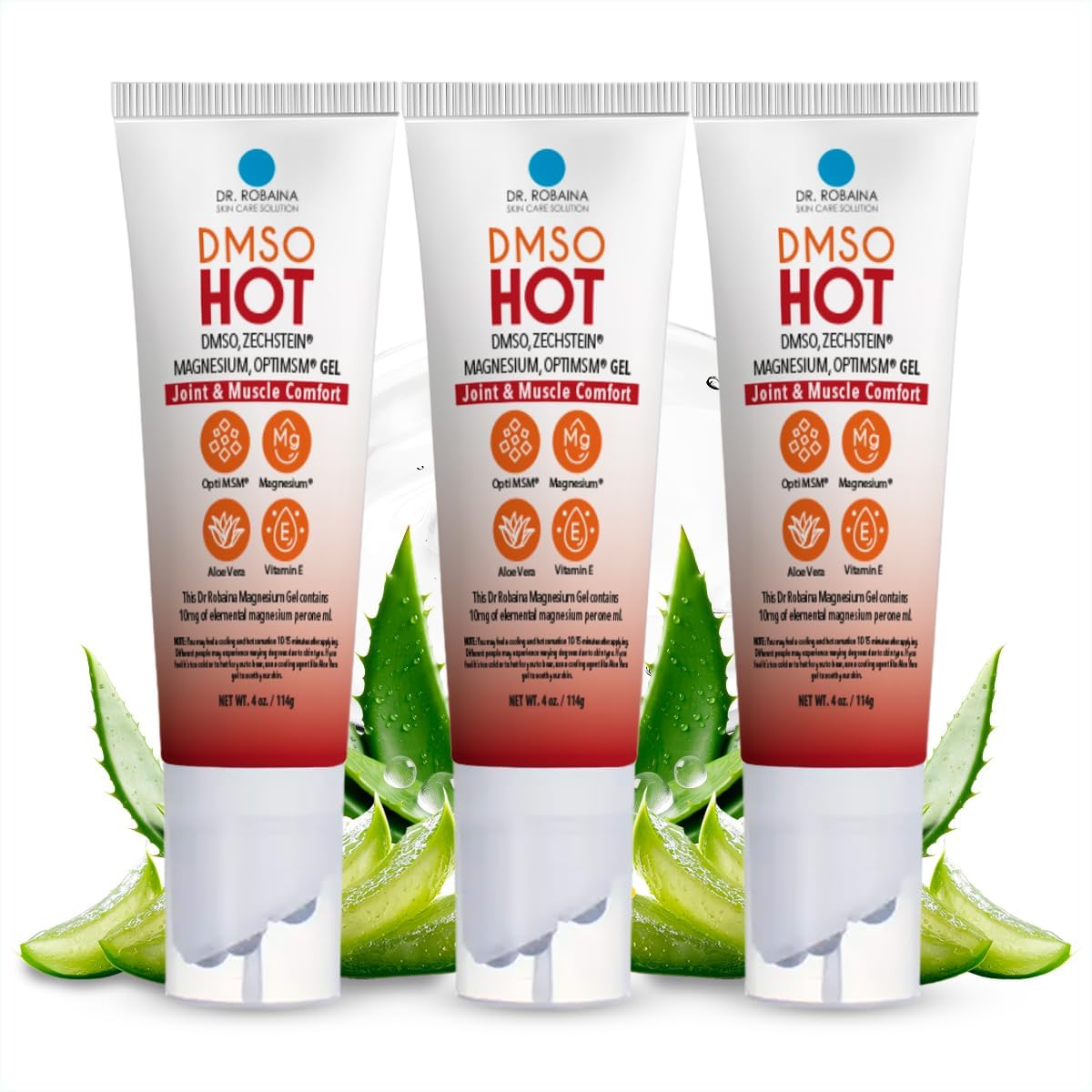 Dr. RobainaDMSO HOT Roll-On - 99.9% Pure Pharmaceutical Grade | Multi-Ball Applicator for Targeted Heat | Zechstein Magnesium, MSM, Arnica, Aloe Vera, Vitamin E - 4 oz | Made in USA