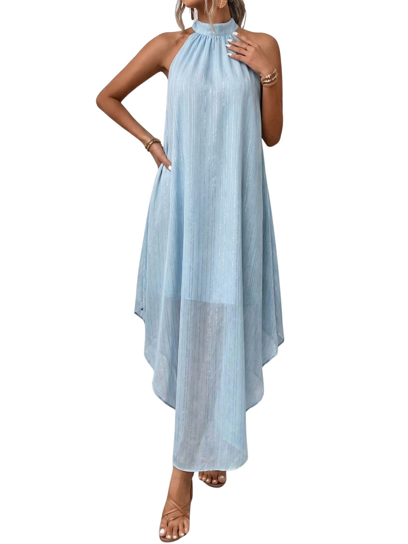 Verdusa Halter Flowy Chiffon Prom Dress