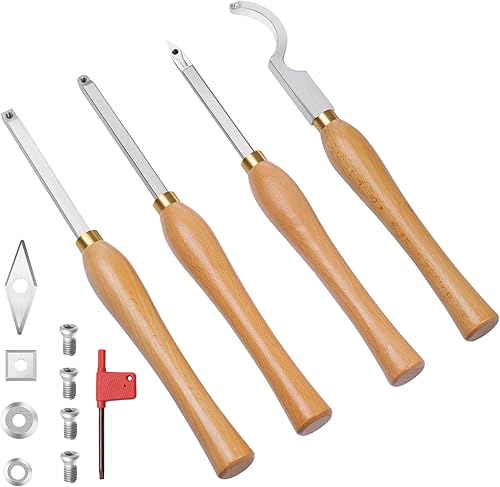 Miniatura 2 de Herramientas de torneado de torno,Herramientas de torno con mango de madera,Herramienta de torneado de torno de carburo para torneado de madera o