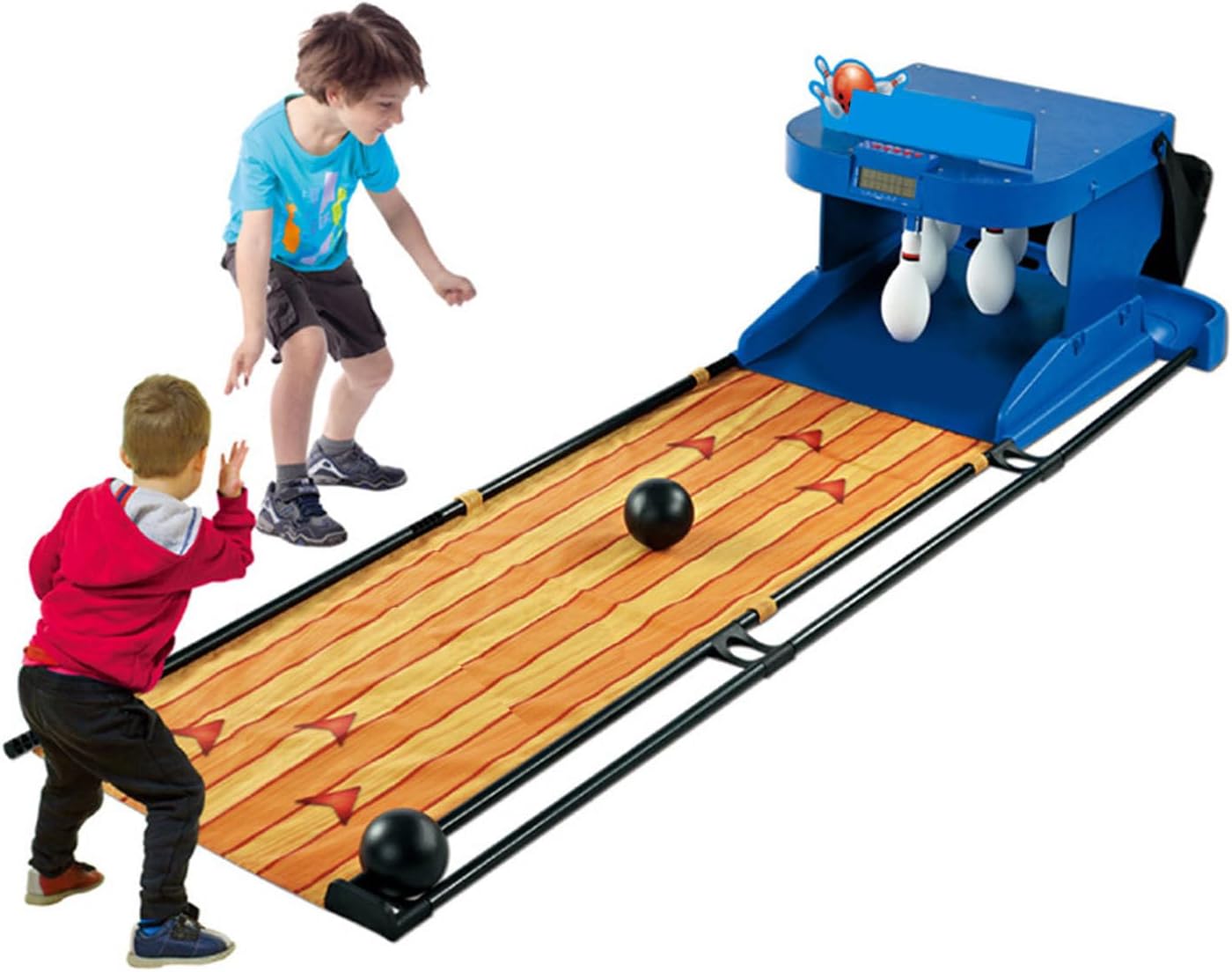 Electronic Bowling Alley Game, Indoor Bowling Ball Sports Game Console with LED Electronic Scoreboard, with Automatic Reset, Lighting, Simulation Sound Effect for Children and Adults 3.5m