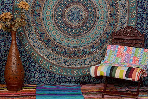 Indian Elephant Tapestry Wall Hanging, Bohemian Mandala Bedding Double, Hippie Dorm Room Decorations, Boho Decor, Cotton… – Bild 4