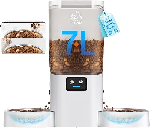 Miniatura 4 de Comedero automático para gatos 5G WiFi con dos cámaras HD alimentador automático para perros de 7 litros con visión nocturna, dispensador automático