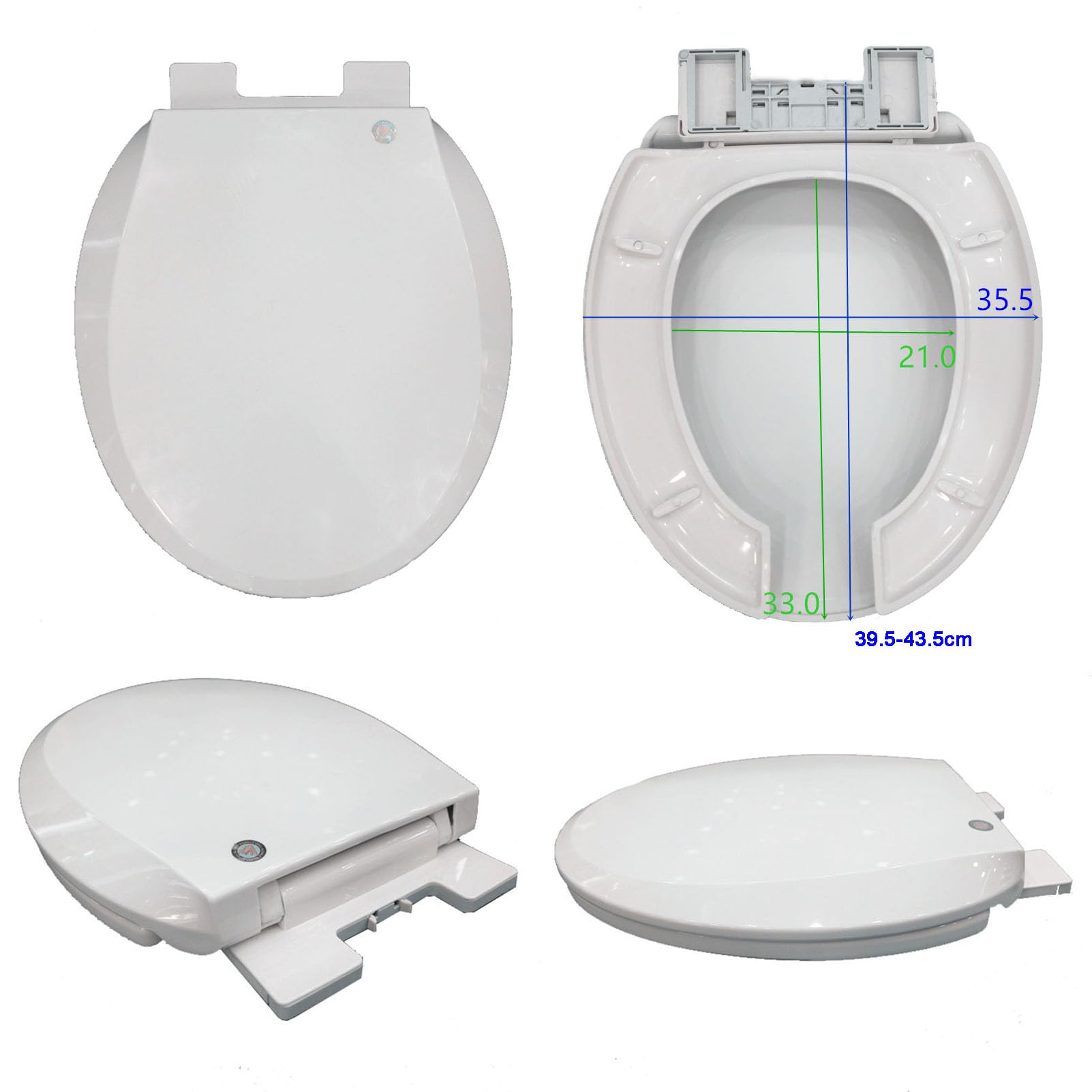 Asiento De Inodoro De Frente Abierto Con Tapa, Tapa De Inodoro Redondo, Asiento De Inodoro De Cierre Suave, Tapa WC De Plástico De Gran Apertura, Blanco,35.5 * 40Cm