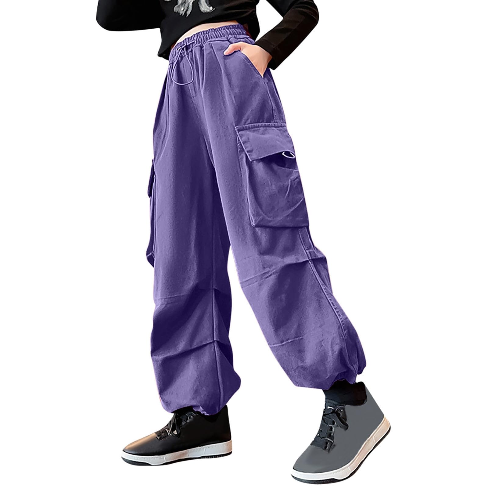 Pantalones cargo para niña, pantalones de ocio, hip hop, pantalones deportivos con elástico para correr, pantalones de entrenamiento, adolescentes, pantalones cargo