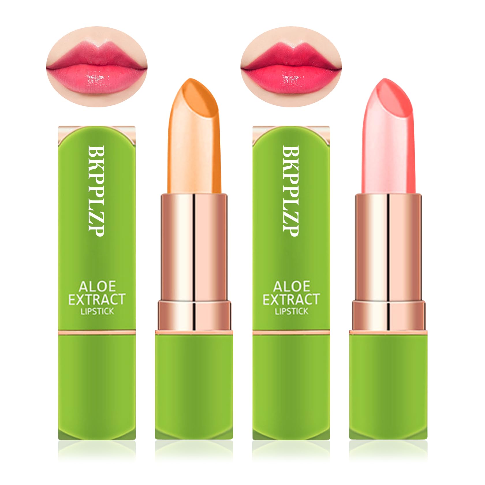 BKPPLZP 2 Pack Crystal Flower Jelly Lipstick,Magic Color Changing Lipstick,PH Clear Temperature Color Changing Lip Gloss,Lip Balm,Long Lasting