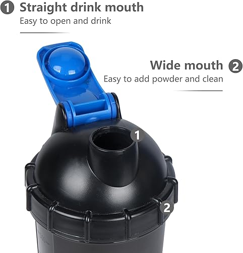 Miniatura 5 de Shaker Bottle - Botellas mezcladoras de proteínas de 18 onzas con almacenamiento de polvo y estuche para píldoras, 16.9 fl oz, taza agitadora de