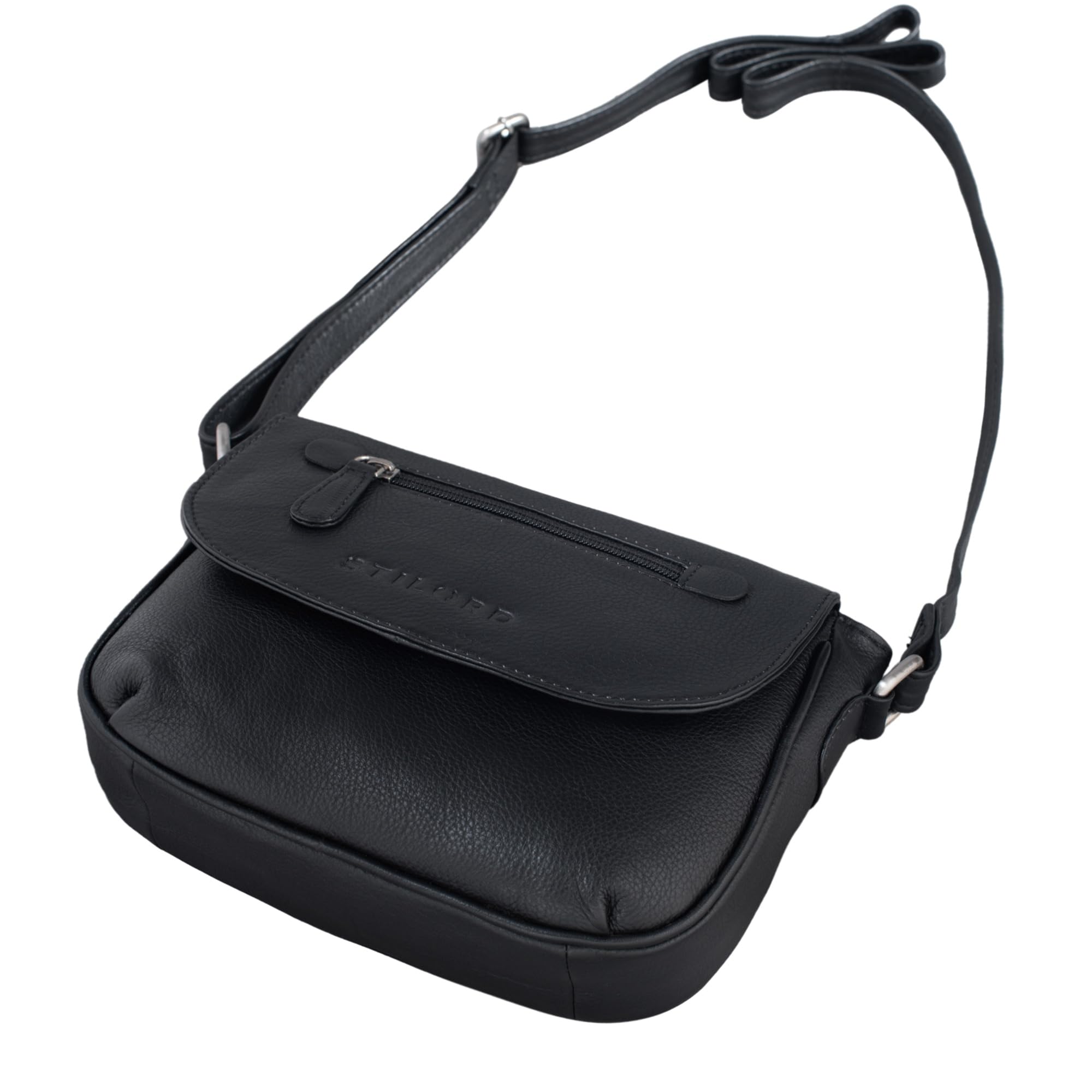 STILORD Tamara Kleine Handtasche Damen Leder Schwarz Umhängetasche Vintage für Frauen zum Ausgehen Abendtasche Partytasche Elegante Echtleder Tasche