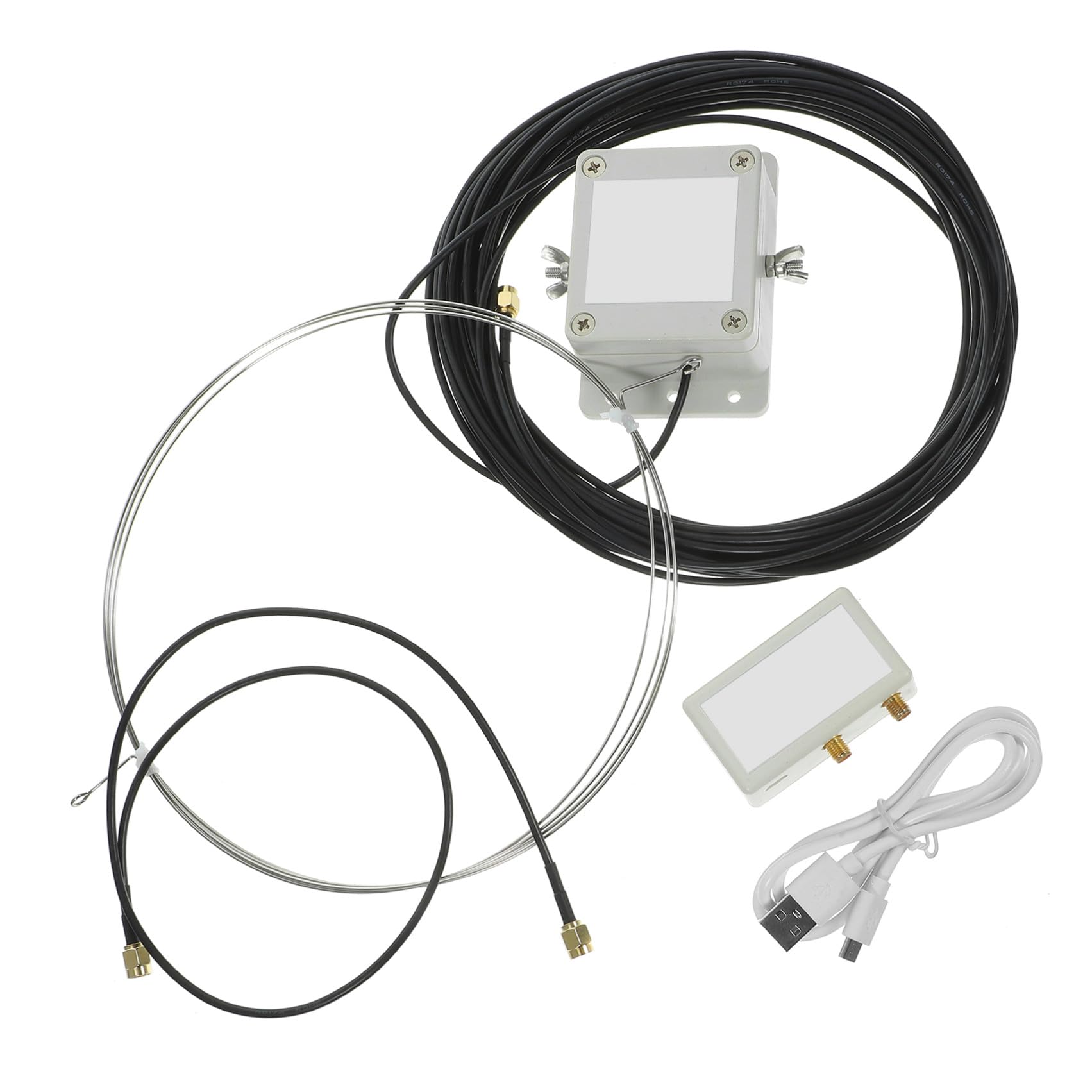 NUOBESTY Antenne Annulaire Active à Ondes Moyennes Interférences, Alimentation Autonome, en Plastique, Motif de 8 pour Balcon et Toit
