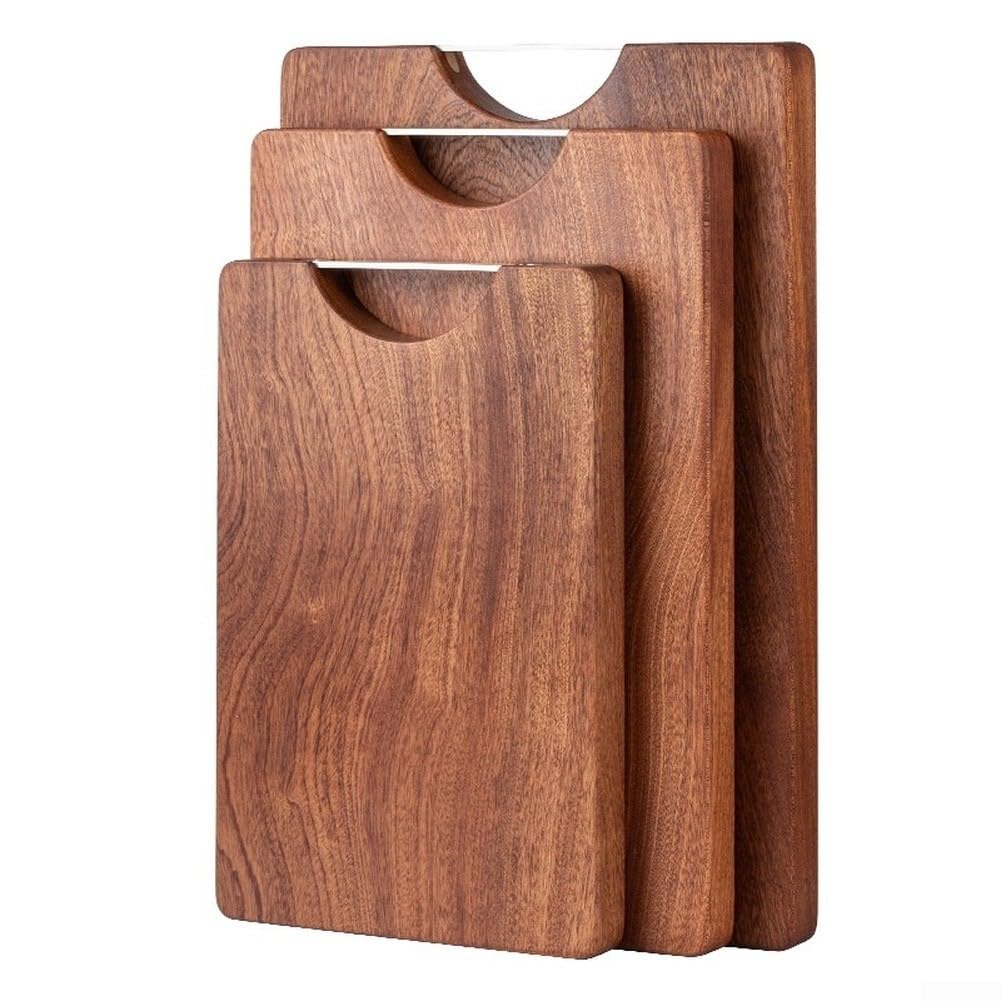 Tagliere in ebano massiccio per legno, spessore 25 mm, su entrambi i lati, con scolapiatti per carne e verdure, 30 x 20 cm (L)